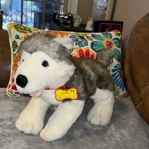 Build-A-Bear Husky Dog good condition barks/pants when button pushed